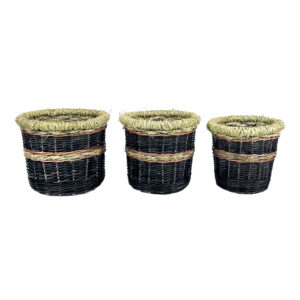 Canasto Macetero negro trío Pack