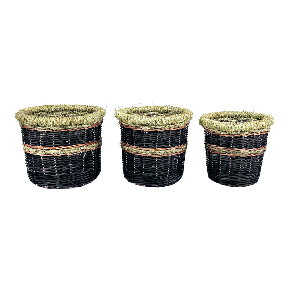 Canasto Macetero negro trío Pack
